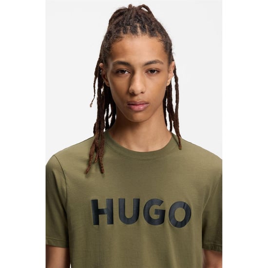 Hugo Heren-T-shirt met Dulivio-logo in contrasterende kleuren (Kaki Groen) - Image 4