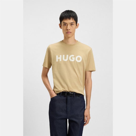 Hugo Heren-T-shirt met Dulivio-logo in contrasterende kleuren (Medium Beige) - Image 2