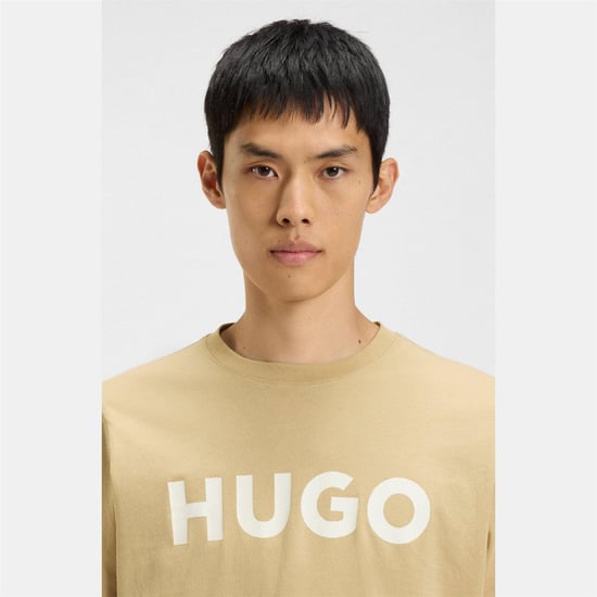 Hugo Heren-T-shirt met Dulivio-logo in contrasterende kleuren (Medium Beige) - Image 6