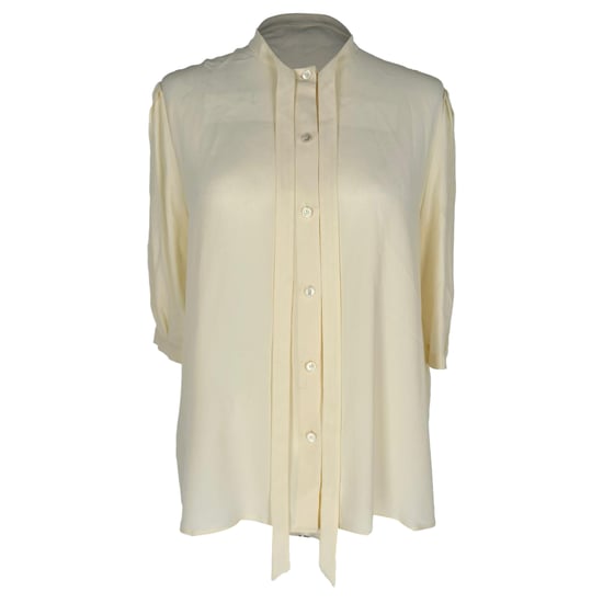 Celine Vintage Blouse met ingebouwde strik in pastelgeel acetaat - Image 1