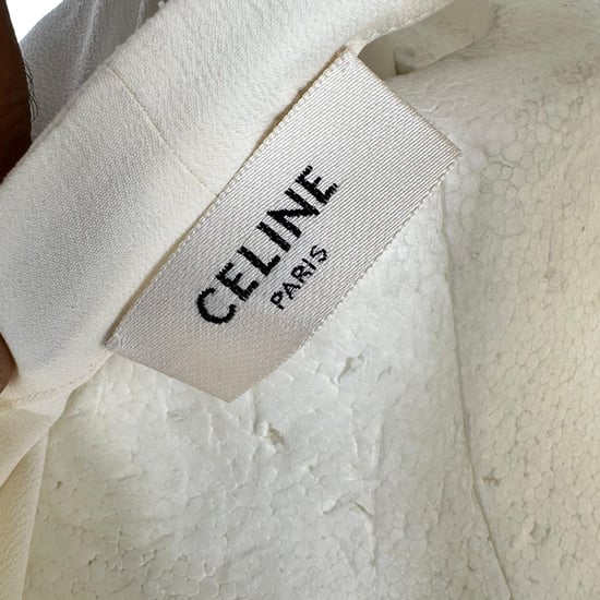 Celine Vintage Blouse met ingebouwde strik in pastelgeel acetaat - Image 4