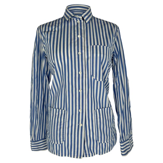 Celine blouse met knoopsluiting en strepen in lichtblauw katoen - Image 1