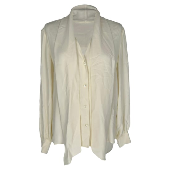 Celine blouse met watervalhals in crèmekleurig acetaat - Image 1