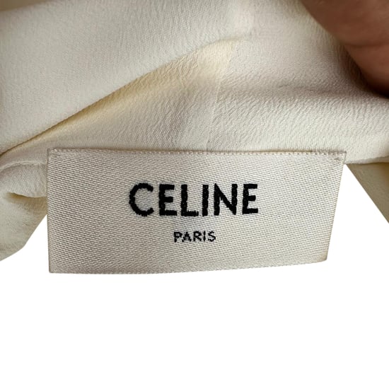 Celine blouse met watervalhals in crèmekleurig acetaat - Image 4