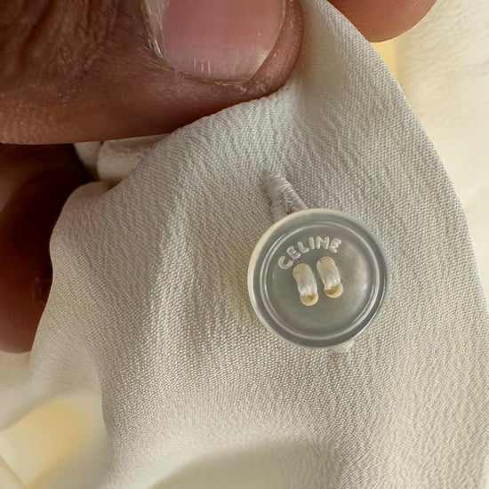 Celine blouse met watervalhals in crèmekleurig acetaat - Image 5
