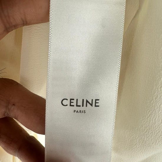 Celine blouse met watervalhals in crèmekleurig acetaat - Image 6