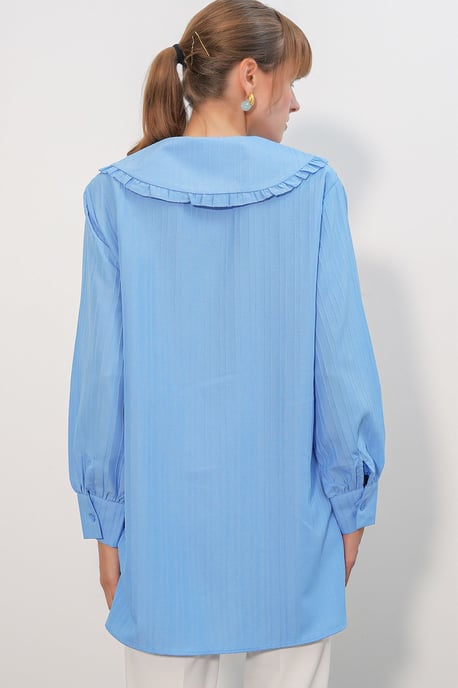 Langsleeve Textured Shirt Met Baby Kraag - Image 6