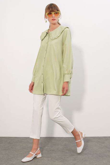 Langsleeve Textured Shirt Met Baby Kraag - Image 2