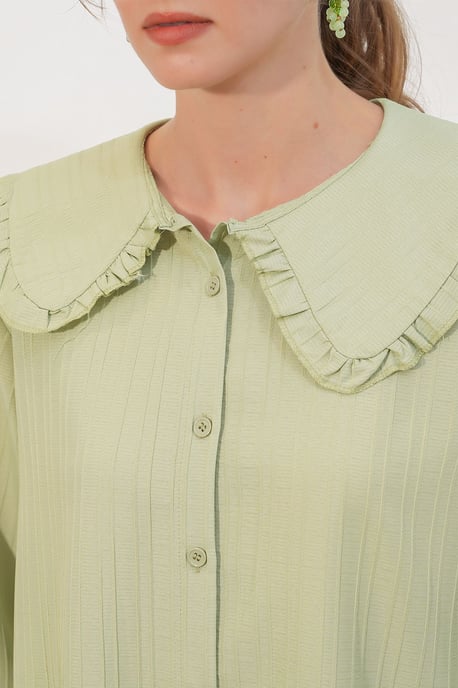 Langsleeve Textured Shirt Met Baby Kraag - Image 4