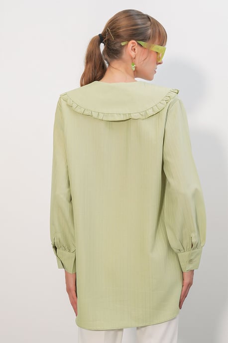 Langsleeve Textured Shirt Met Baby Kraag - Image 5