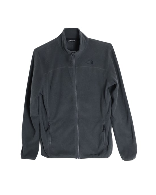 The North Face 100 Glacier fleecejack met volledige ritssluiting voor heren, gemaakt van grijs gerecycled polyester. - Image 1