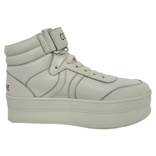 Celine sneakers met klittenbandsluiting en vetersluiting in wit leer - Image 1