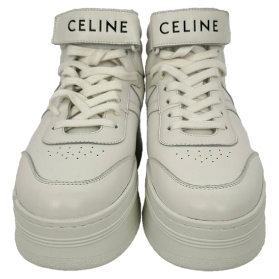 Celine sneakers met klittenbandsluiting en vetersluiting in wit leer - Image 2
