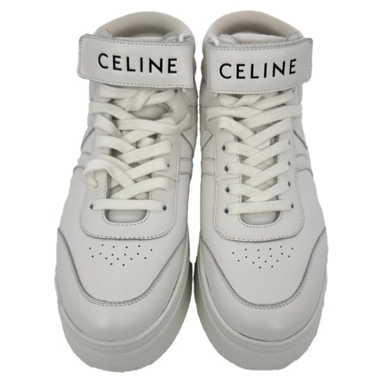 Celine sneakers met klittenbandsluiting en vetersluiting in wit leer - Image 3