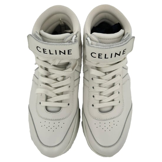 Celine sneakers met klittenbandsluiting en vetersluiting in wit leer - Image 4