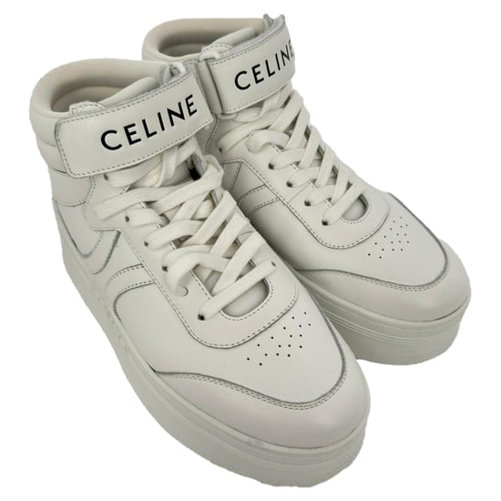 Celine sneakers met klittenbandsluiting en vetersluiting in wit leer - Image 5