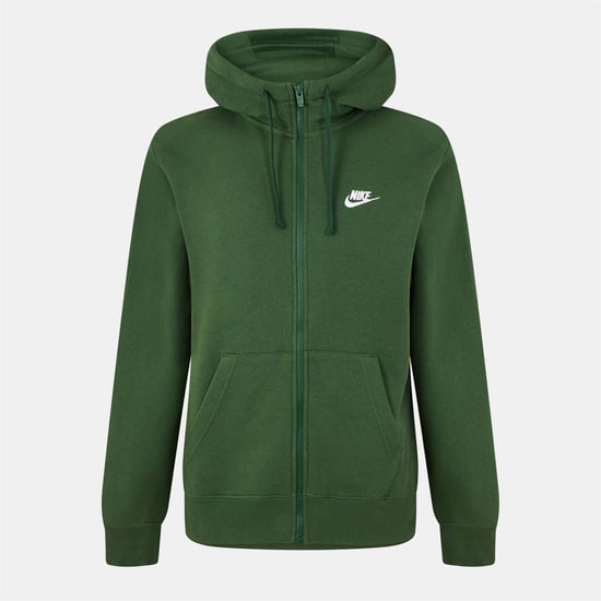 Nike Heren-sportkleding: Club-hoodie met doorlopende ritssluiting (Groen, Wit) - Image 1