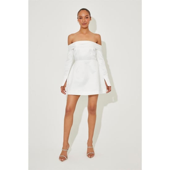 Odd Muse Satijnen Bardot-minijurk voor dames (Wit) - Image 1