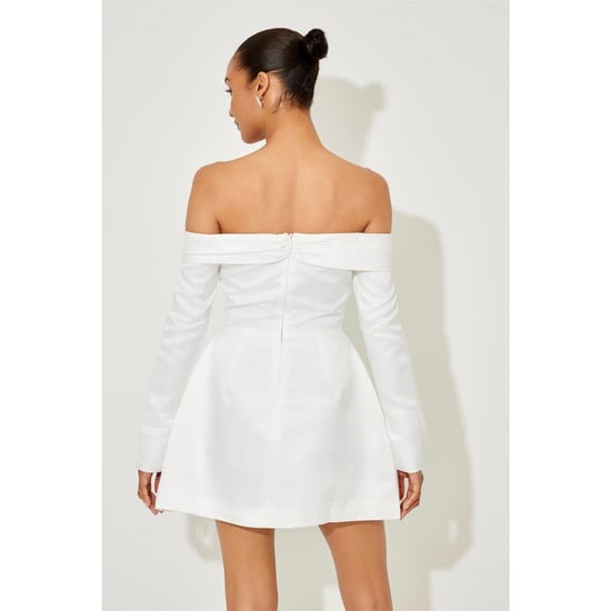 Odd Muse Satijnen Bardot-minijurk voor dames (Wit) - Image 3