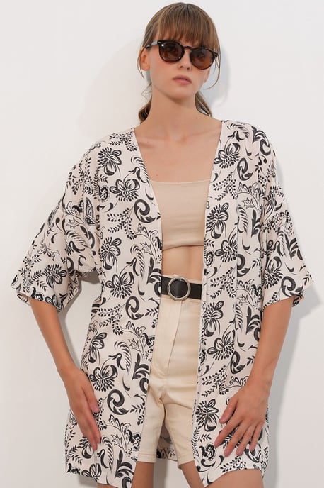 Lange Gedrukte Viscose Kimono - Image 3