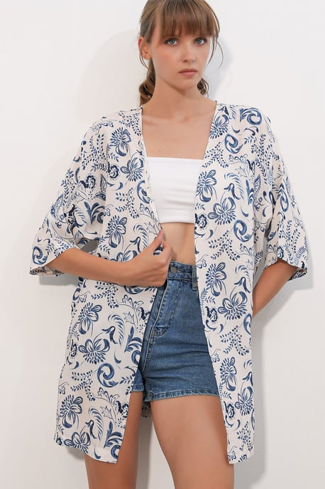 Lange Gedrukte Viscose Kimono - Image 1