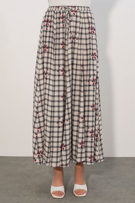 Hoog-Waisted Geruite Maxi Rok - Image 2