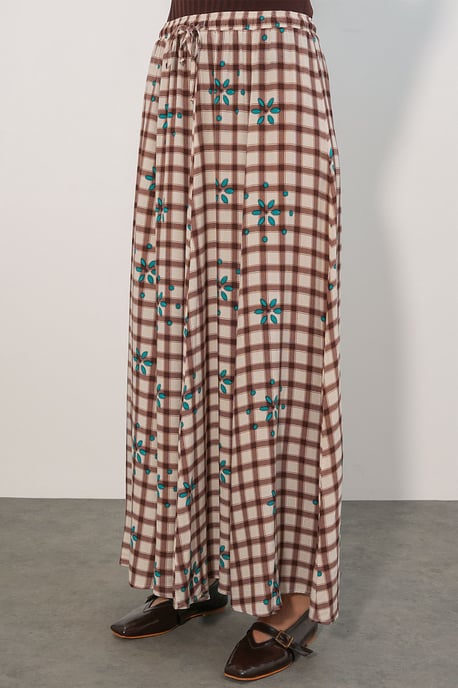 Hoog-Waisted Geruite Maxi Rok - Image 4