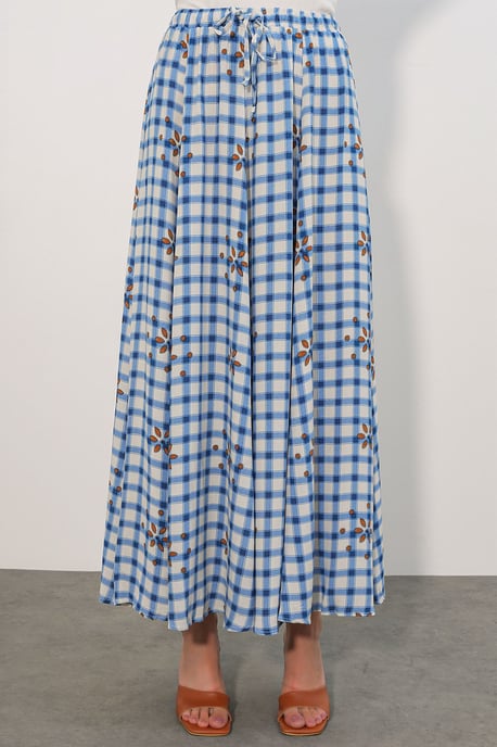 Hoog-Waisted Geruite Maxi Rok - Image 2
