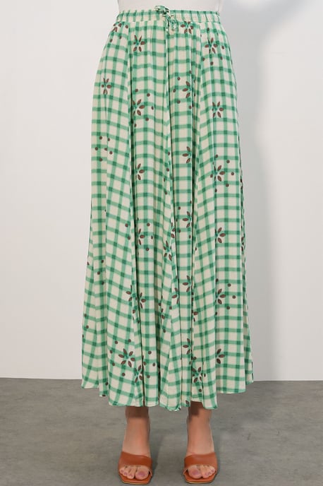 Hoog-Waisted Geruite Maxi Rok - Image 2