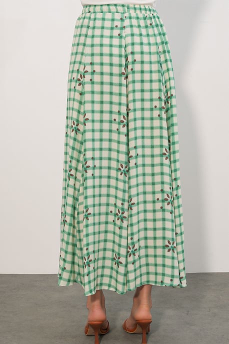 Hoog-Waisted Geruite Maxi Rok - Image 6