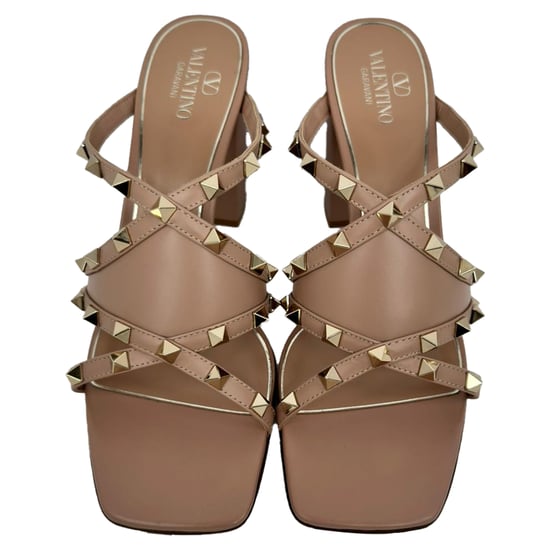 Valentino Garavani Rockstud Hakmuiltjes in Beige Leer - Image 3