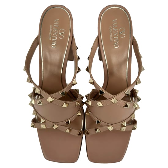 Valentino Garavani Rockstud Hakmuiltjes in Beige Leer - Image 4