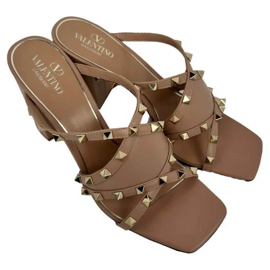 Valentino Garavani Rockstud Hakmuiltjes in Beige Leer - Image 5