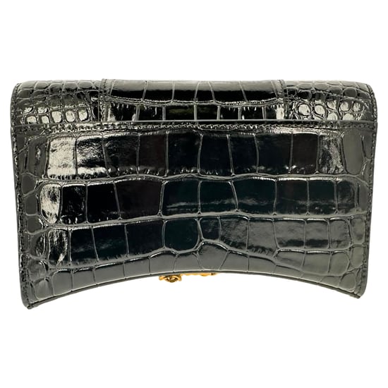 Balenciaga Croc Gegraveerde Hourglass Portemonnee met Ketting in ZwartLeer - Image 3