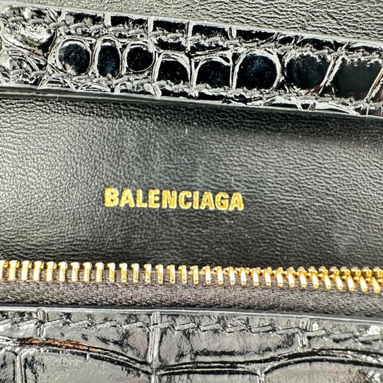 Balenciaga Croc Gegraveerde Hourglass Portemonnee met Ketting in ZwartLeer - Image 6
