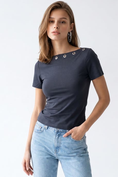 Dames Slim Fit Bootnek T-shirt - Image 2