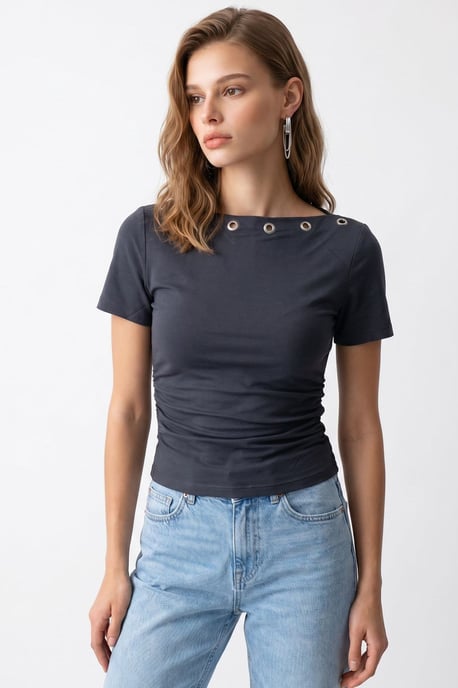 Dames Slim Fit Bootnek T-shirt - Image 4