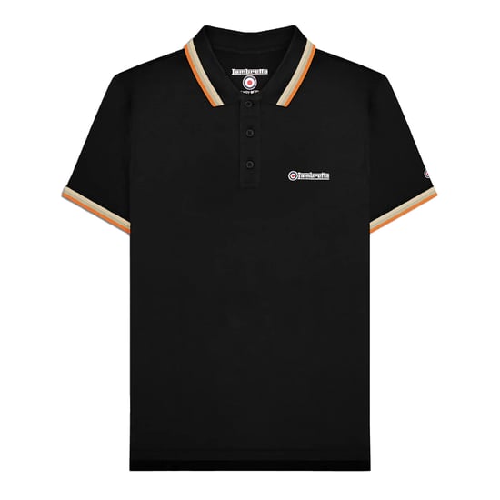 Lambretta Herenpoloshirt met drie punten (Zwart/steen/cashew/sinaasappel) - Image 2