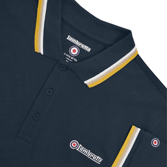 Lambretta Herenpoloshirt met drie punten (Marine/Wit/Kaas/Goud) - Image 4