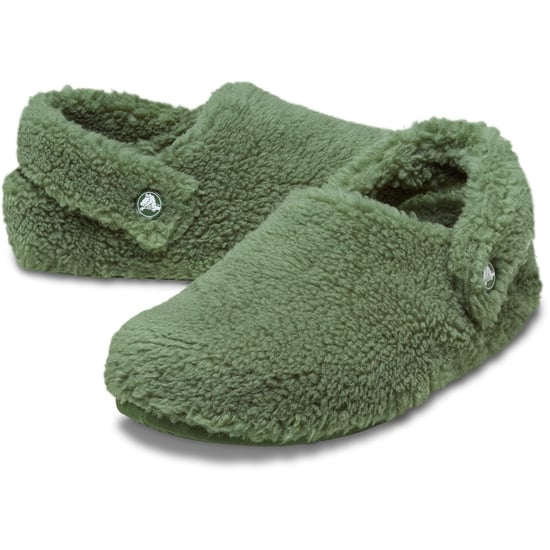 Crocs Classic Cozzzy Polyester Army Green Slippers - Image 3