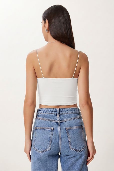 Slim Fit Vierkante Hals Crop Top - Image 4