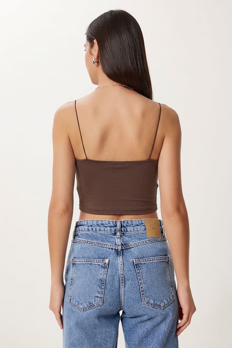 Slim Fit Vierkante Hals Crop Top - Image 5