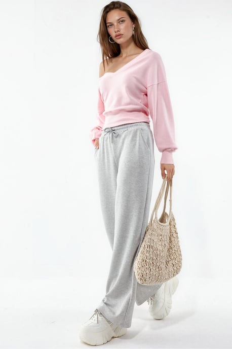 Midi taille wijde pijpen modal broek - Image 2