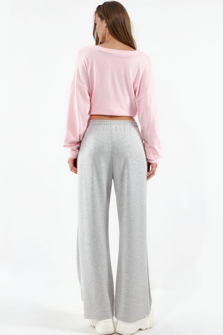 Midi taille wijde pijpen modal broek - Image 3