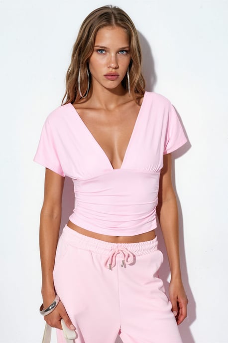 Getailleerde Crop Blouse Met Strikdetail - Image 1