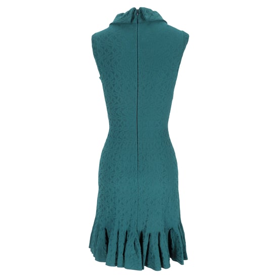 Alaïa Jacquard mini-jurk met col in turquoise viscose - Image 3