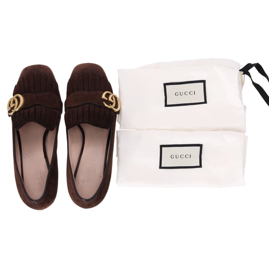 Gucci Marmont loafers met middelhoge hak in bruin suède - Image 5