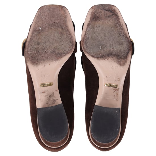 Gucci Marmont loafers met middelhoge hak in bruin suède - Image 6