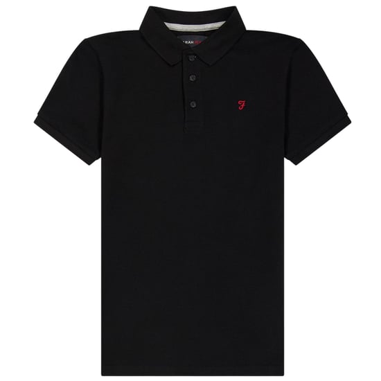 Farah Bugsworth-poloshirt met korte mouwen en borduursel voor jongens (Zwart) - Image 1