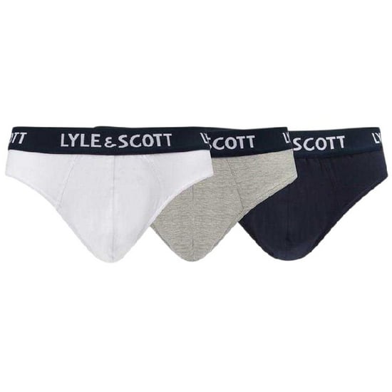 Lyle & Scott Tape-slips voor heren van een bekend merk (set van 3) (Grijs/Wit/Zwart) - Image 1